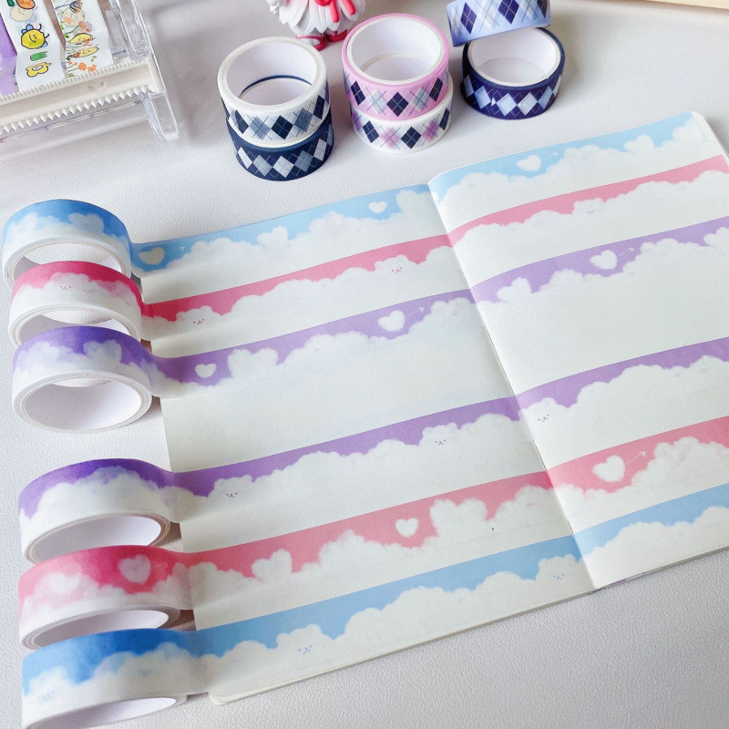 

1Pc Ins Love Cloud Landscaping Decoration Tape Cute Colorful Washi Masking Tape Creative Scrapbooking Stationary School Supplie