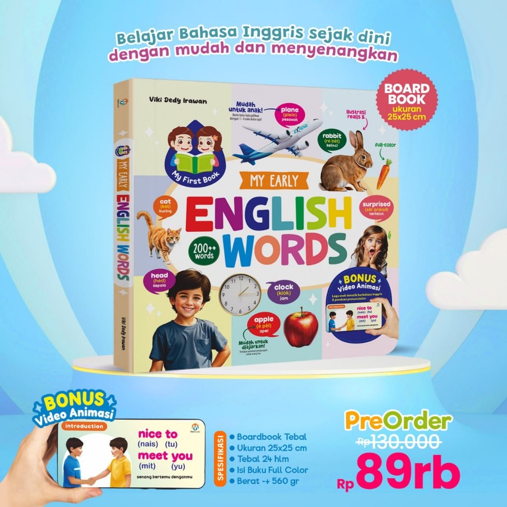 Big Boardbook My First English Words Buku Belajar Bahasa Inggris untuk anak usia dini balita 1 2 3 t
