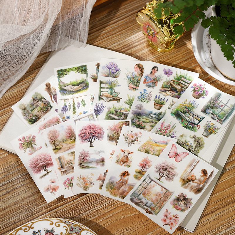 

Mr. Paper, 6 Styles, 5pcs/bag, Garden Landscaping Theme Transfer Stickers, Scrapbook, Phone Case, Diary Decoration Stickers
