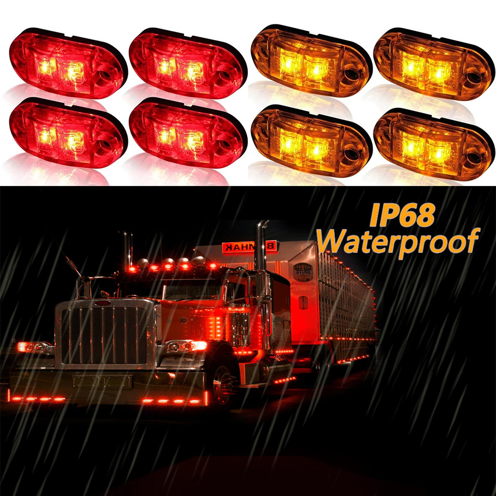 Lampu LED Truk Merah/Kuning lampu bak samping truk 12Volt / 24Volt Untuk Samping Mobil / Truk / Trai