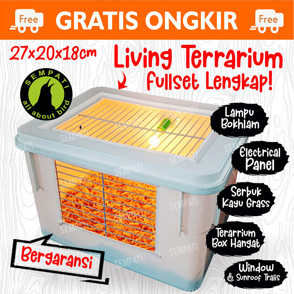 SEMPATI Box Kotak Ternak BurungTerrarium Fullset Plus Lampu Kotak Ternak Breeding Burung Parrot Love