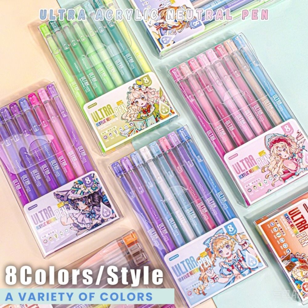 

8Colors/Set DIY Scrapbooking Acrylic Neutral Pen Quick Drying Drawing Painting Color Watercolor Pen Large-capacity Writing Tools