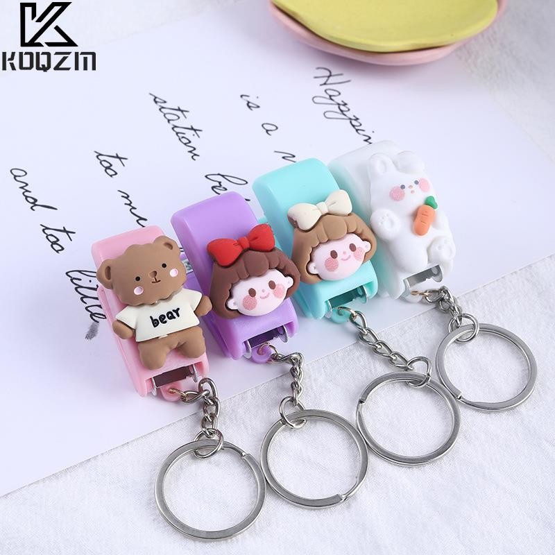 

Cute Cartoon Mini Stapler Key Chain Macaron Color Student Creative Stapler Convenient Key Ring Pent