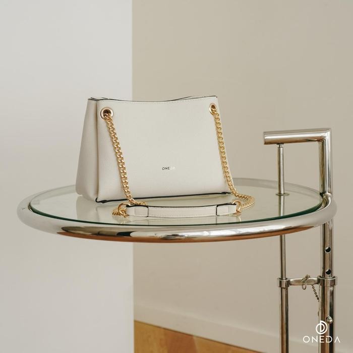 "R.V.Shop" - READY STOCK Oneda Brielle Tas Rantai Bahu Wanita #S9057 Polos Kulit PU Selempang - Beig