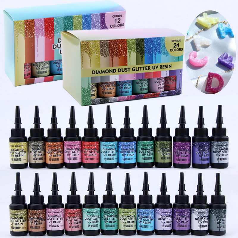 

6/12/24pcs Color UV Resin Glue Kits Diamond Flash UV Glue Ultraviolet Curing DIY Pearlescent Jewelry Making Supplie Quick-Drying