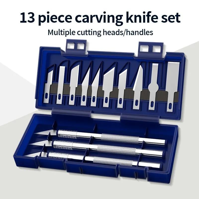 

Metal Carving Knife Craft Sculpture Paper Cutting Blade Precision Engraving Cutter Non-Slip Hand Tool DIY Art Hobby Repair Set