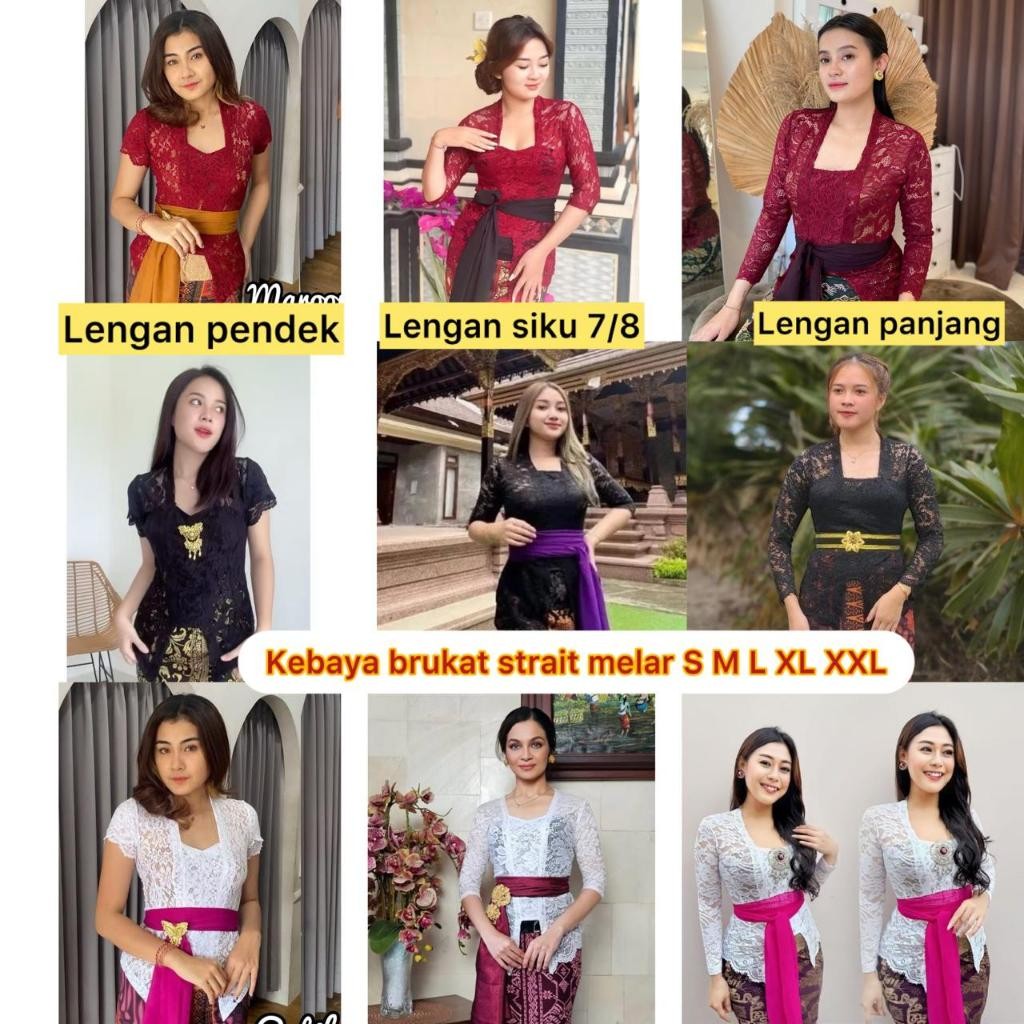 [ PROMO ]Kebaya Modern Brukat Bali Melar Lengan Pendek Siku 3/4 7/8 Tangan Panjang Atasan Kebaya Bru
