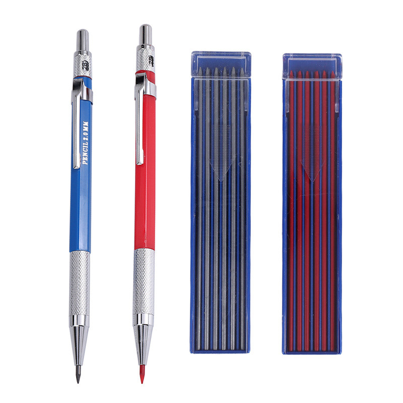

2 Pcs Streak Welders Pencil With 24 Pcs 2Mm Refills Mechanical Pencil With Built In Sharpener Carpenter Pencils