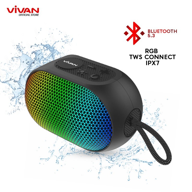 VIVAN VS17 Speaker Bluetooth 5.3 Waterproof Anti Air IPX7 RGB LED Tws Spiker Mini Portable Original
