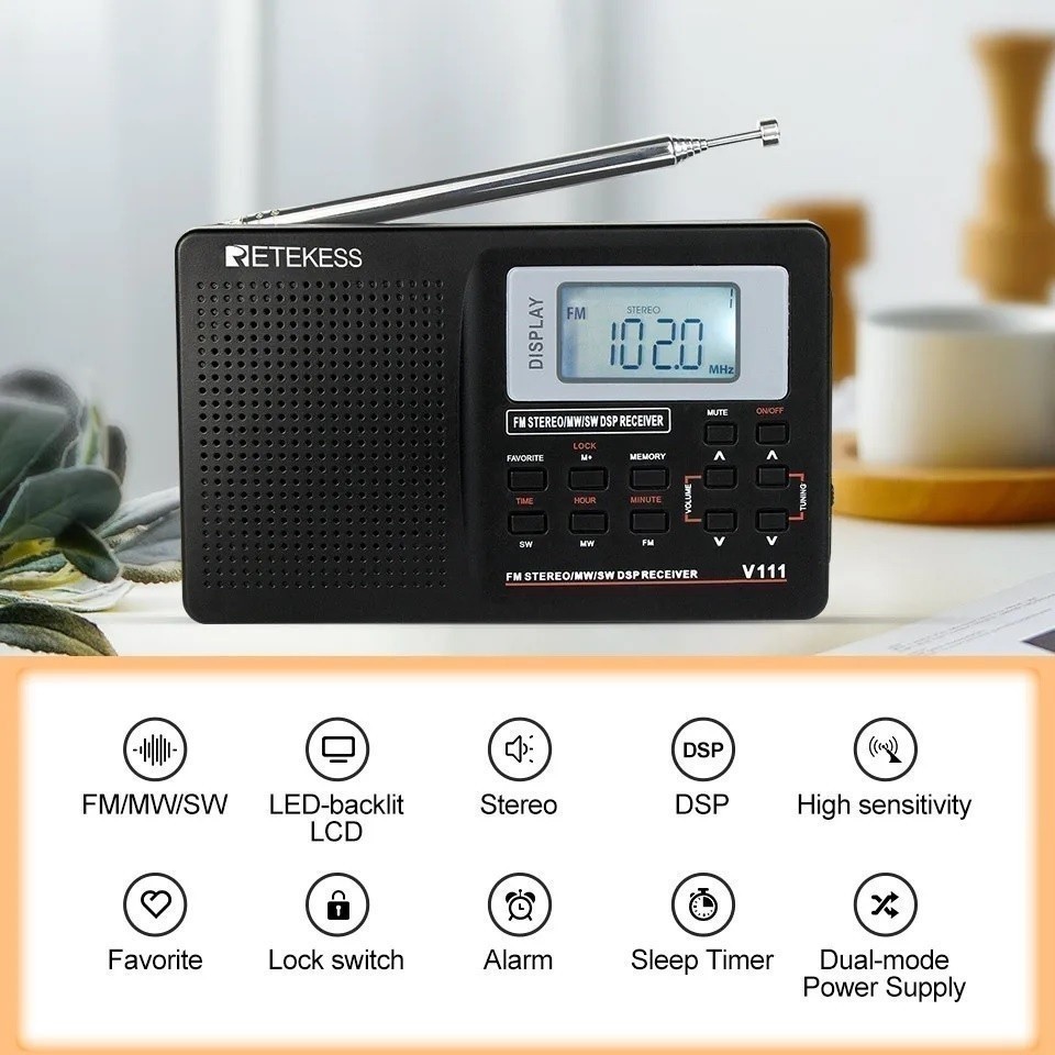 GROSIRUNIK99 RETEKESS V111 - Portable AM FM Stereo Radio - Radio FM Portabel JunDW