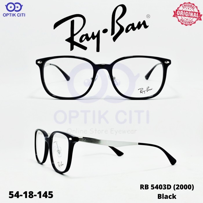 Frame Kacamata Pria Wanita Kotak Rayban Original RB 5403 D - Black