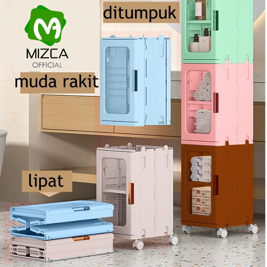 MIZCA | Lemari Leora Lemari Portable Lemari Lipat Lemari Pakaian Lemari Susun Lemari Plastik RODA