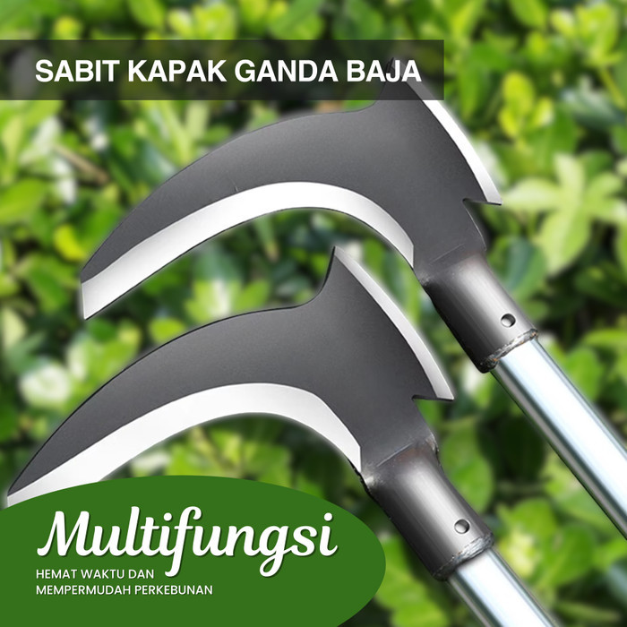 Pemangkas Sabit Ganda Alat Panen Padi Potong Multifungsi Pemangkas rumput Arit Baja Asli