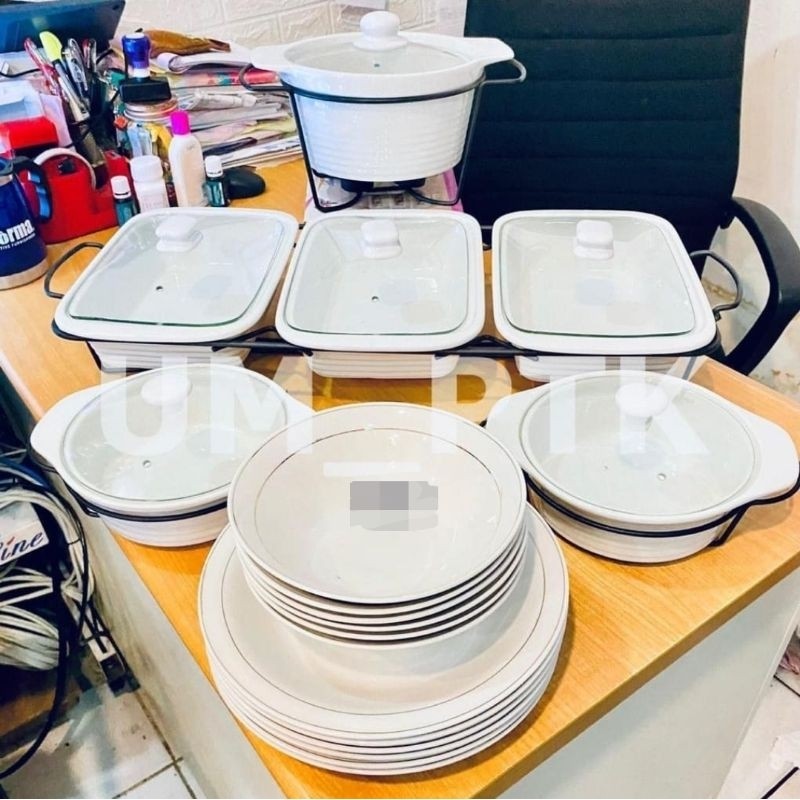 FREE PAKING KAYU Prasmanan keramik set polos