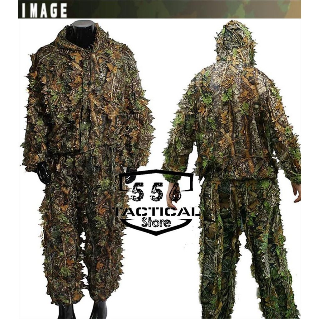 Baju Samaran Berburu 3D Camo  leaf Tree Tactical War Suit