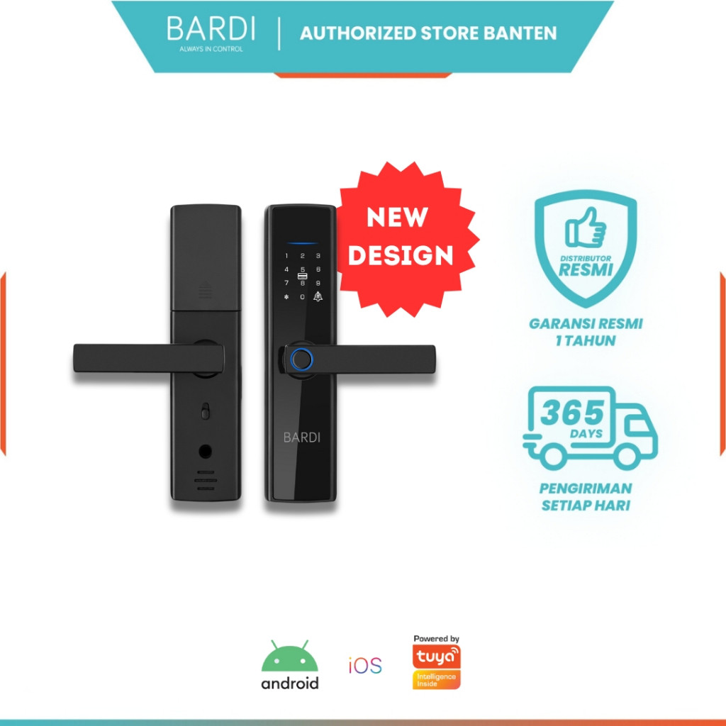 BARDI Smart Door Lock with Handle Lite Version RFID Card Fingerprint Wireless Wifi Gagang Kunci Pint