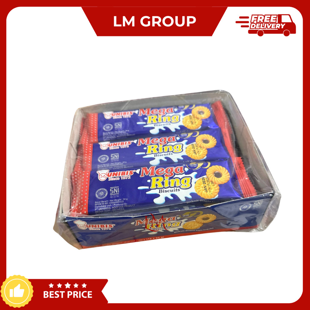

Unibis Mega Ring Biscuit Lapis Cokelat 1 Pak isi 12 x 24 gr