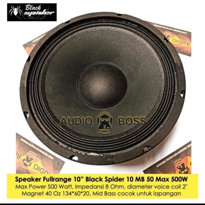 Speaker Fullrange 10 Inch Black Spider 10 MB 50 Mid Bass Pitdoor Lapangan - -, -