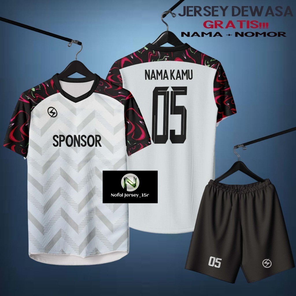 Baju Bola Jersey Futsal Pria Wanita Sablon Nama + Nomer +Logo
