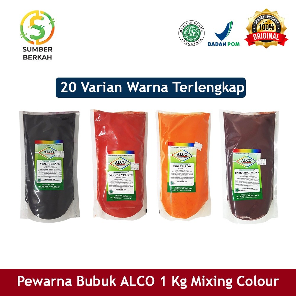 

Terlaris termurah Pewarna Makanan Kue Bubuk ALCO mixing colour 1 Kg