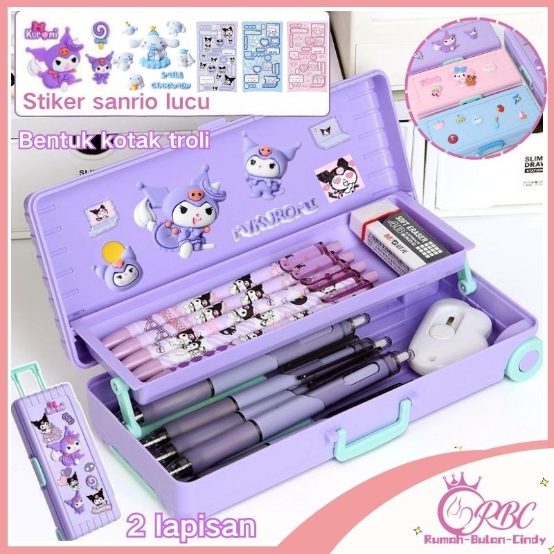 

Sanrio Seri Anime Kartun Pensil Kasus Troli Kotak Alat Tulis Lucu Kuromi/Melody/Yugui Anjing/Pacha