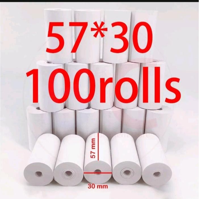 

Kertas thermal edc bluetooth ukuran 58/57x30mm full paket 100 Roll/Pcs ( 1 Dust ) Hitam Roll Struk Struk roll paper - -, -