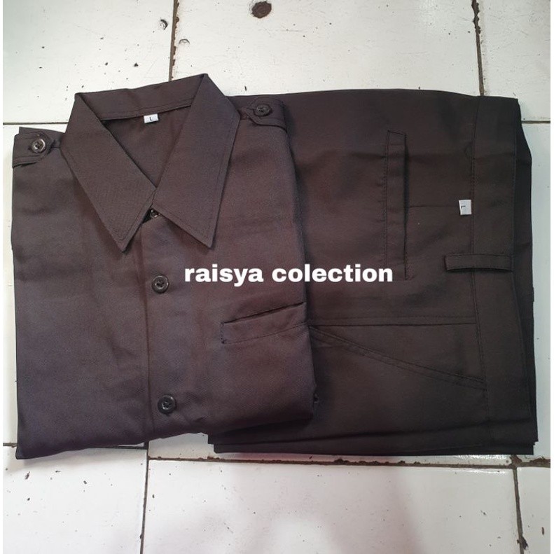 Baju Safari Satpam Coklat Lengan Pendek Terbaru