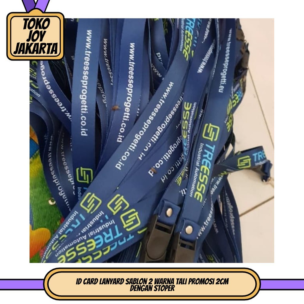 

id card lanyard sablon 2 warna tali promosi 2cm dengan stoper