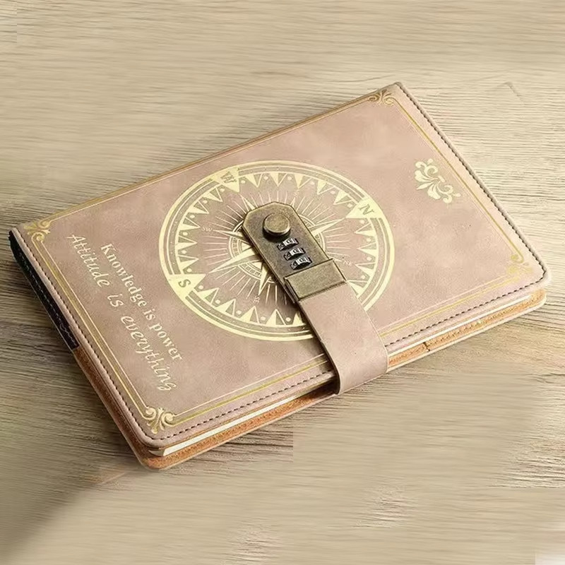 

A5 200 Pages Retro Password Book with Lock Diary Thickened Creative Hand Ledger Student Notepad Stationery Notebook Binder
