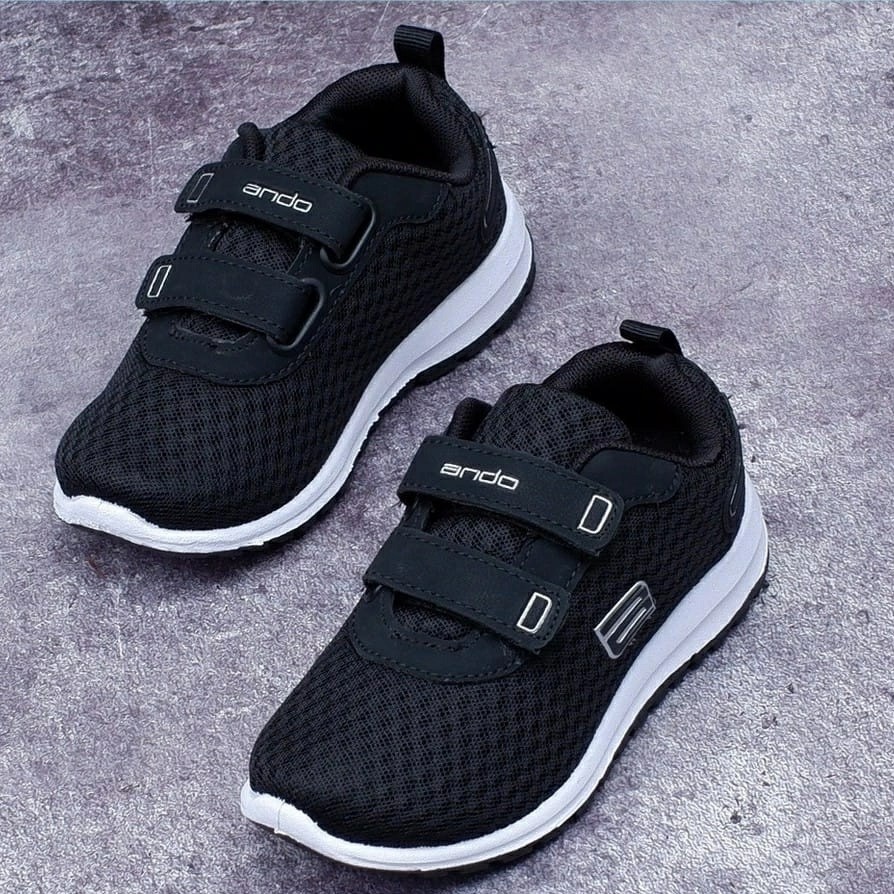 Sepatu Anak Keren Kekinian Sekolah Murah / Sepatu Sekolah Anak Perempuan Laki Laki Ando Zora Hitam P
