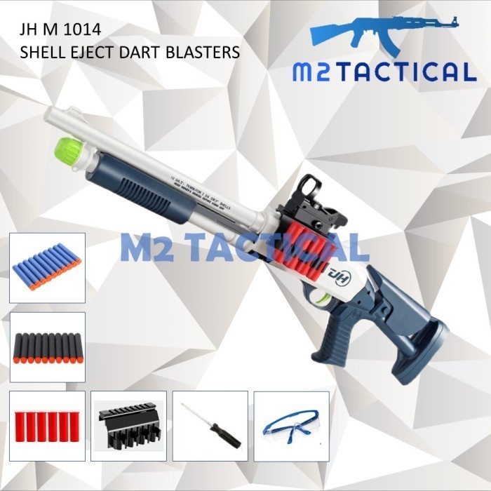 Mainan Tembakan Shotgun Shell Eject M 1014 Soft Bullet Dart Blaster - Putih