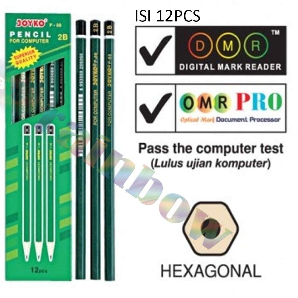 

6.6 Pensil 2B Joyko P-88 Hijau (12Pcs) / Pensil Komputer / Pensil UN / Pensil Ujian / Pensil Murah