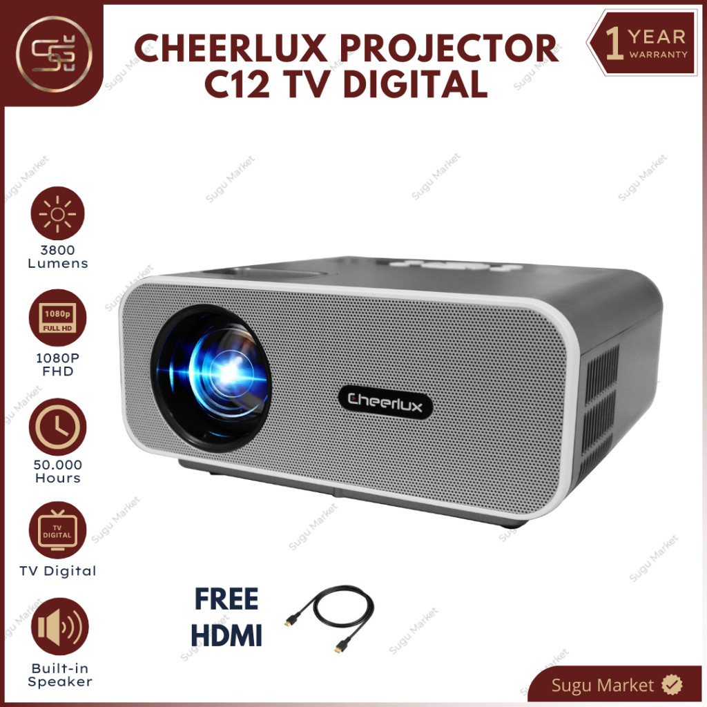 PROYEKTOR CHEERLUX C12 TV DIGITAL 3800 LUMENS | PROJECTOR CHEERLUX SUPPORT 1080P
