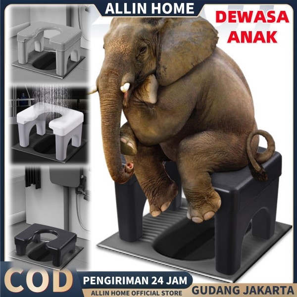 ALLINHOME Toilet Kursi Jongkok Duduk Portable Kamar Mandi Kloset Jongkok Flush Kursi Wc Pispot Kursi