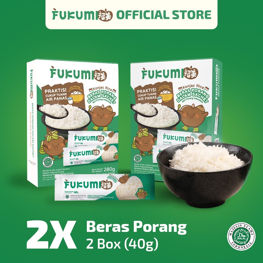 

FUKUMI Beras Porang 2 Box Sachet - Shirataki/ Konjac Rice