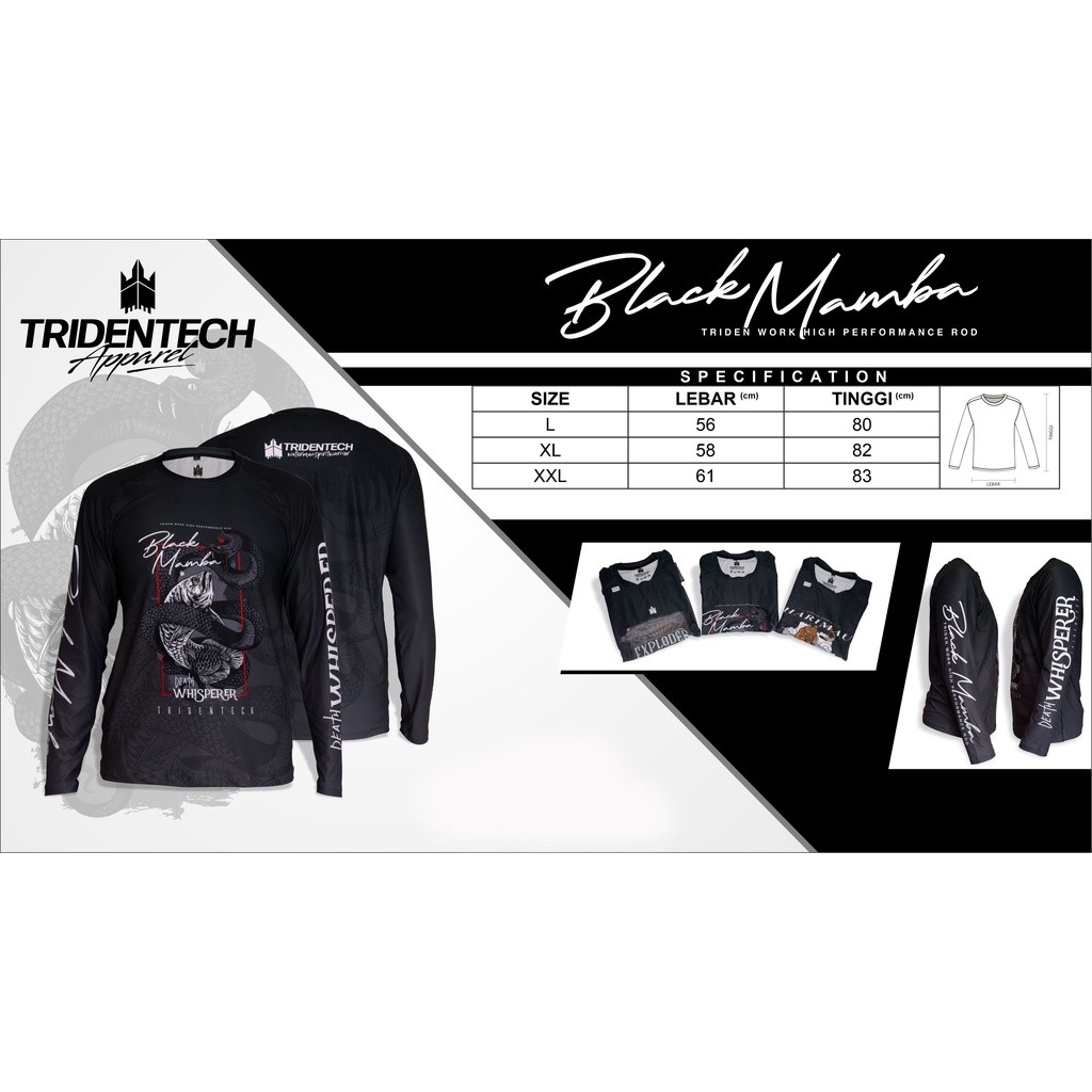 Jersey Tridentech Black Mamba, Exploder, Harimau & Raglon