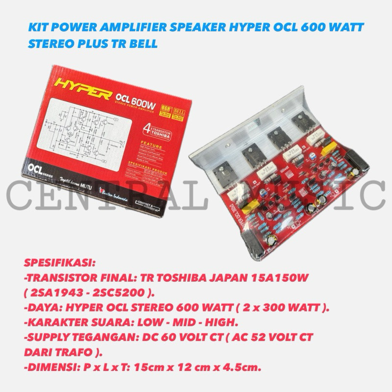 KIT POWER AMPLIFIER SPEAKER HYPER OCL 600 WATT STEREO PLUS TR BELL