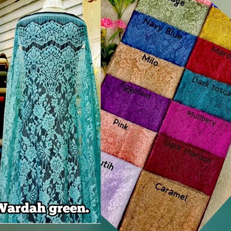 Kain Bahan Kebaya Brokat Semifrancis Metalik Glossy