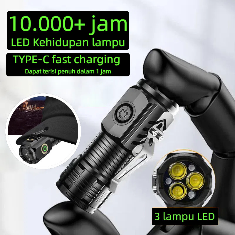 [A-MI] Senter LED Super Terang | Lampu LED Clip Untuk Topi Senter Center Mini Rechargeable 3 Jenis S