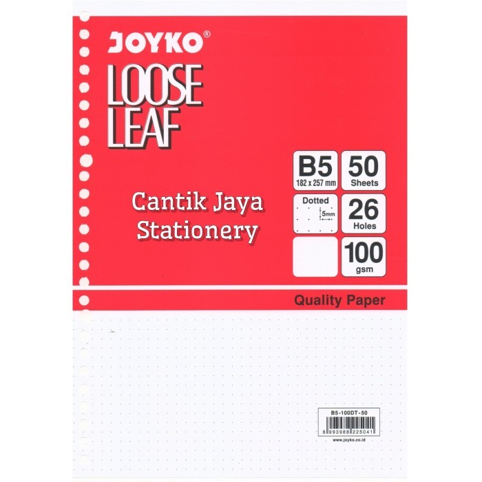 

Loose Leaf Isi Kertas File Binder Joyko B5 50 Lembar Dotted