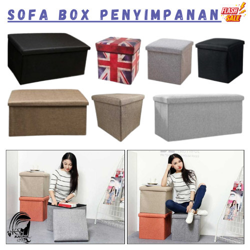 ✨READY✨ -Sofa Bangku Kursi Penyimpanan Barang Storage Box Serbaguna Organizer - Coklat 30x30cm