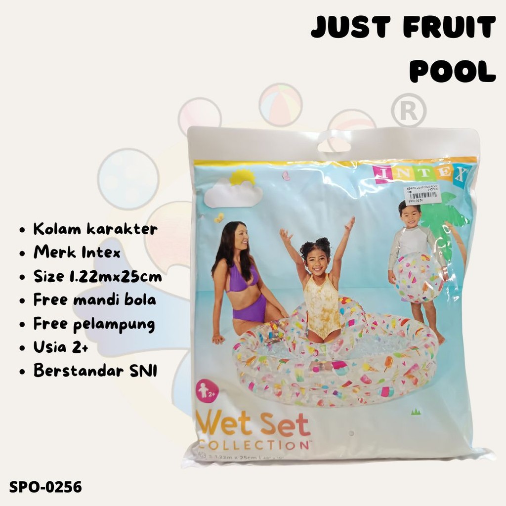 JUST FRUIT POOL 59460/KOLAM RENANG ANAK KARAKTER MERK INTEX