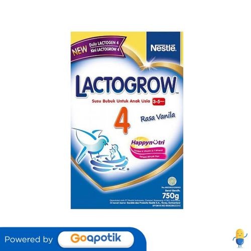 

Lactogrow 4 Usia 3-5 Tahun Rasa Vanila 750 Gram Box