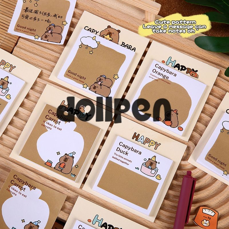 

【qing】Catatan Tempel Capybara Lucu Memo Siswa Buku Pesan Stiker N-time