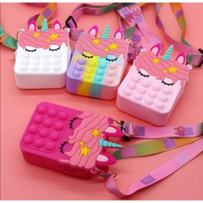 

IDJ Pop it bag kids pop it unicorn wallet cross bag Tas anak popit mini sling bag