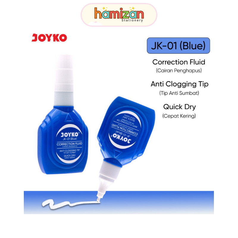 

( 1 pcs ) JK-01 Correction Fluid BIRU / Tip X warna Blue / Tipe x Cairan Koreksi Penghapus Cair Joyko JK-01/ Correction Fluid / Cairan Koreksi / Penghapus Cair Joyko JK-01 - JK-01 Blue Murah Berkualits