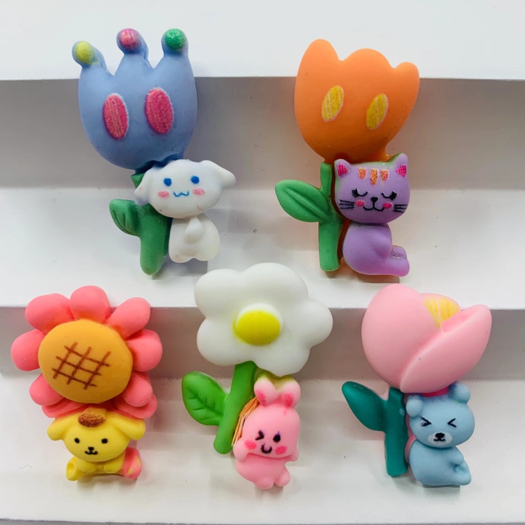 

Cute Flower animals, cats and dogs resin flat back scrapbook Kawai DIY decorative accessories 10pcs Q28
