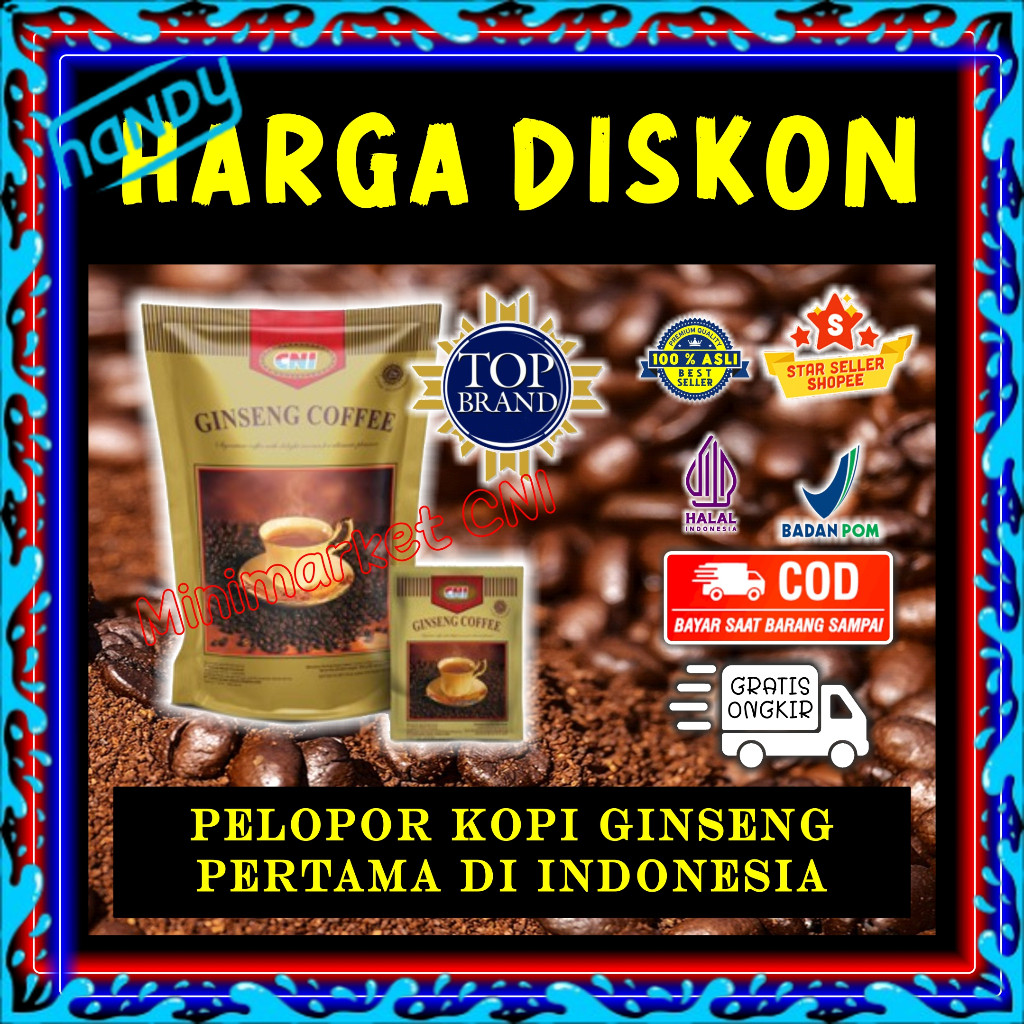 

Ginseng Coffee CNI Ginseng Kopi Produsen Pertama di Indonesia Dengan Aroma Yang Khas dan Cita Rasa Yang Nikmat Untuk Pecinta Kopi