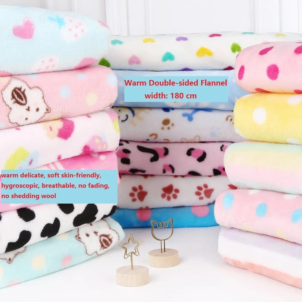 

185cm Wide Soft Warm Double-sided Flannel Fabric Coral Fleece Pajamas Blankets Baby Plush DIY Apparel Sewing Fabric Thick 600g/m