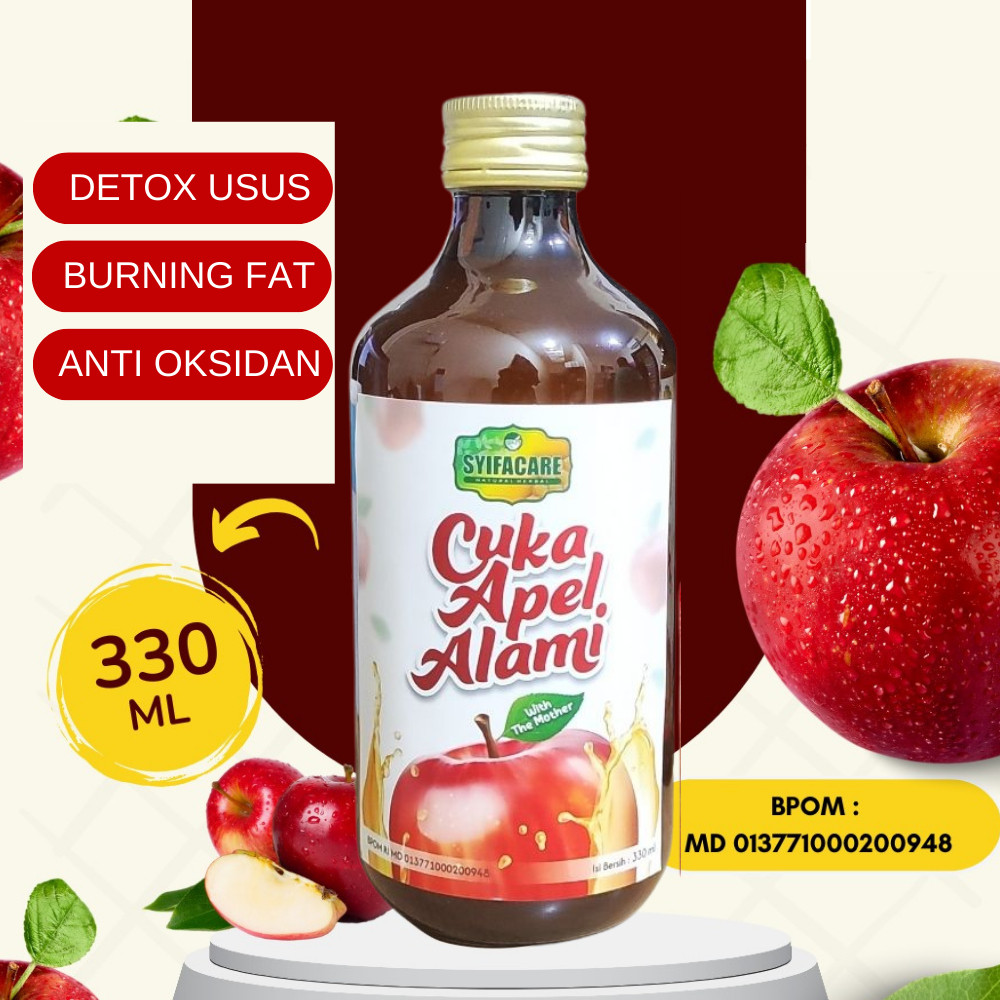 

Syifacare - Cuka Apel Alami 330ml - Natural Apple Cider Vinegar Premium With The Mother - 100% Sari Buah Apple | Membantu Menurunkan Berat Badan